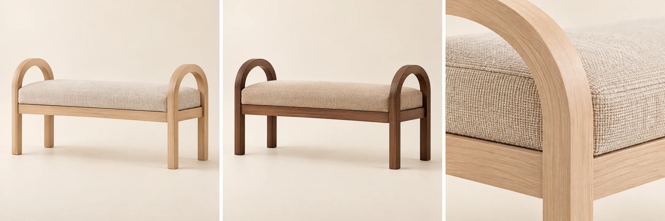 Arch Entryway Bench — Natural & Oat