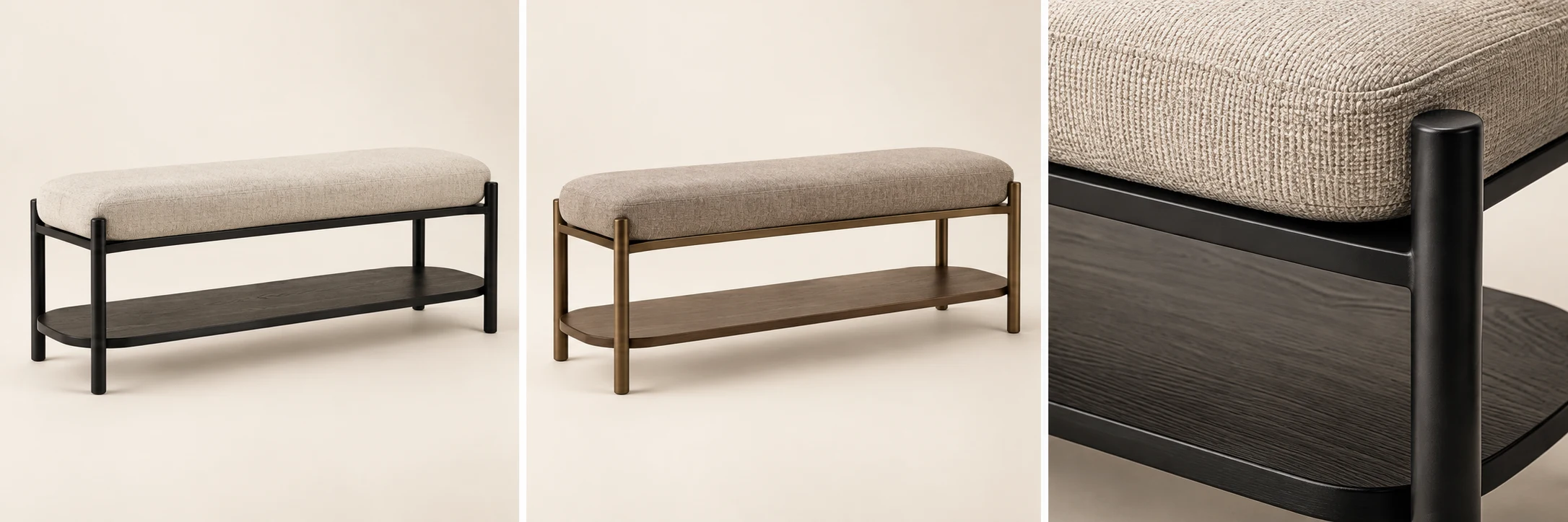 Gallery Shelf Bench — Black & Oat