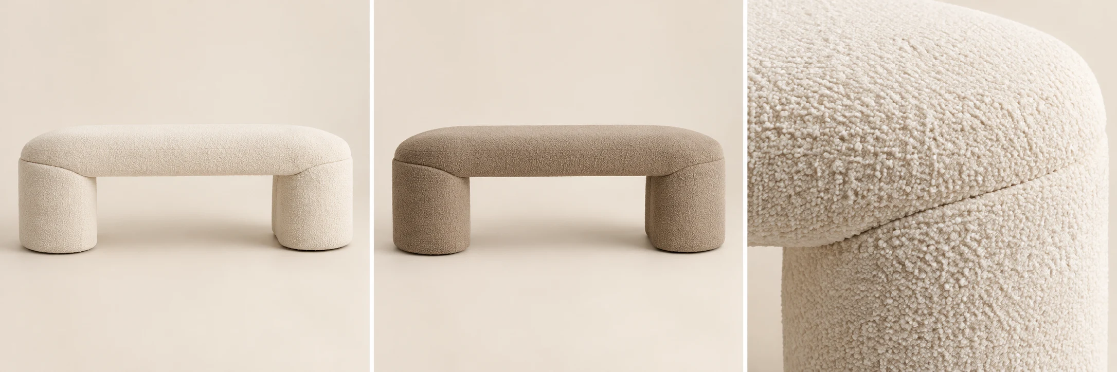 Curva Bouclé Bench — Ivory