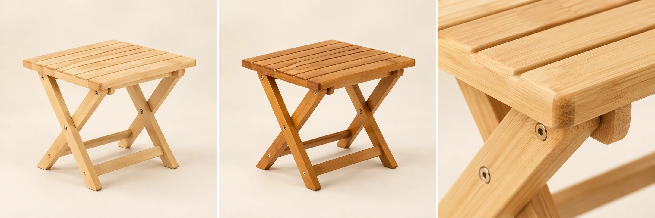 Fold Bamboo Shoe Stool — Natural