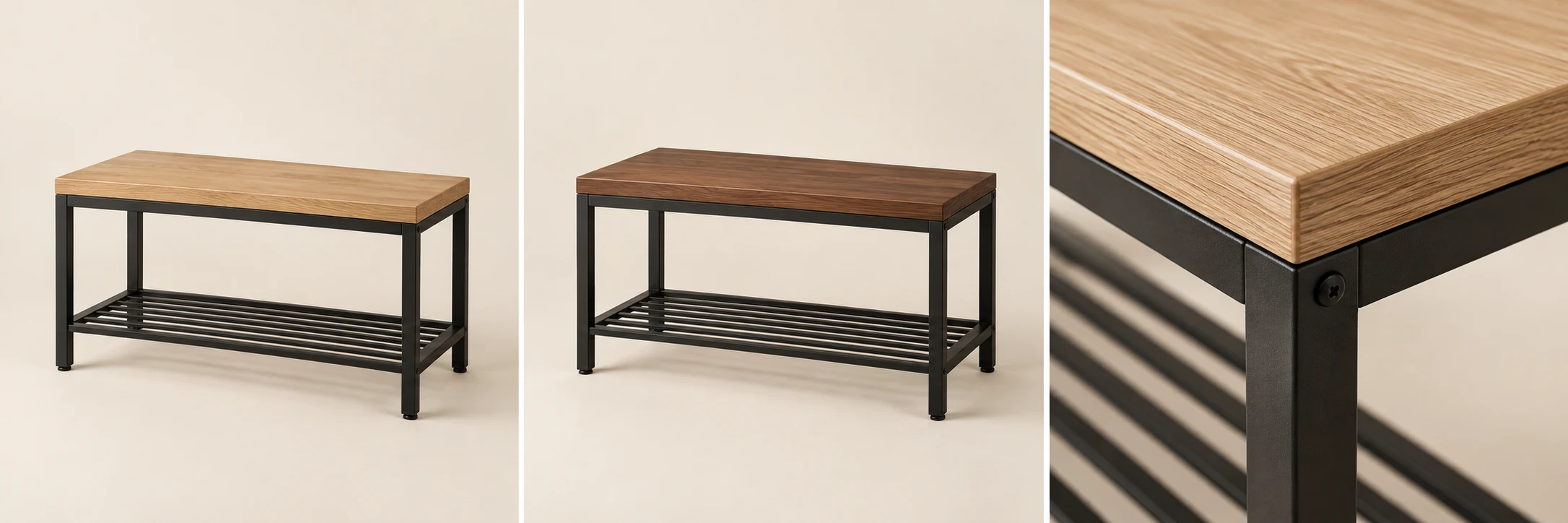 Frame Entryway Bench — Oak & Black