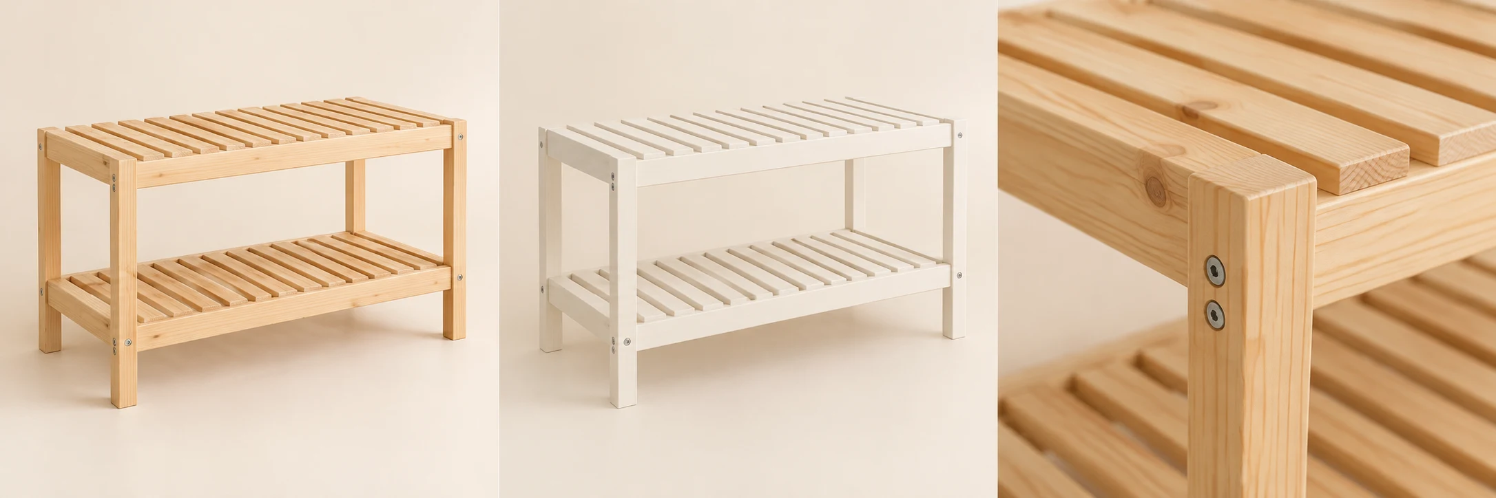 Slat Compact Shoe Bench — Natural