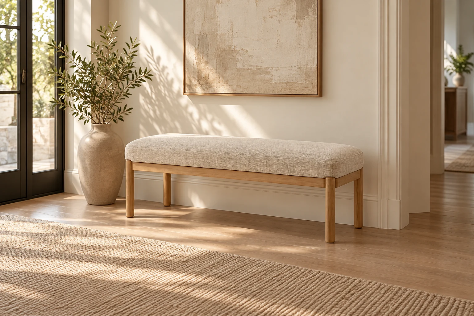 Forma bench in a considered hallway
